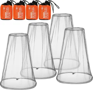 HESTYA 4 Pack Mosquito Net Mesh for Head Face Neck Fly Netting Hood from Bugs Gnats No See Net with Carry Bags for Outdoor