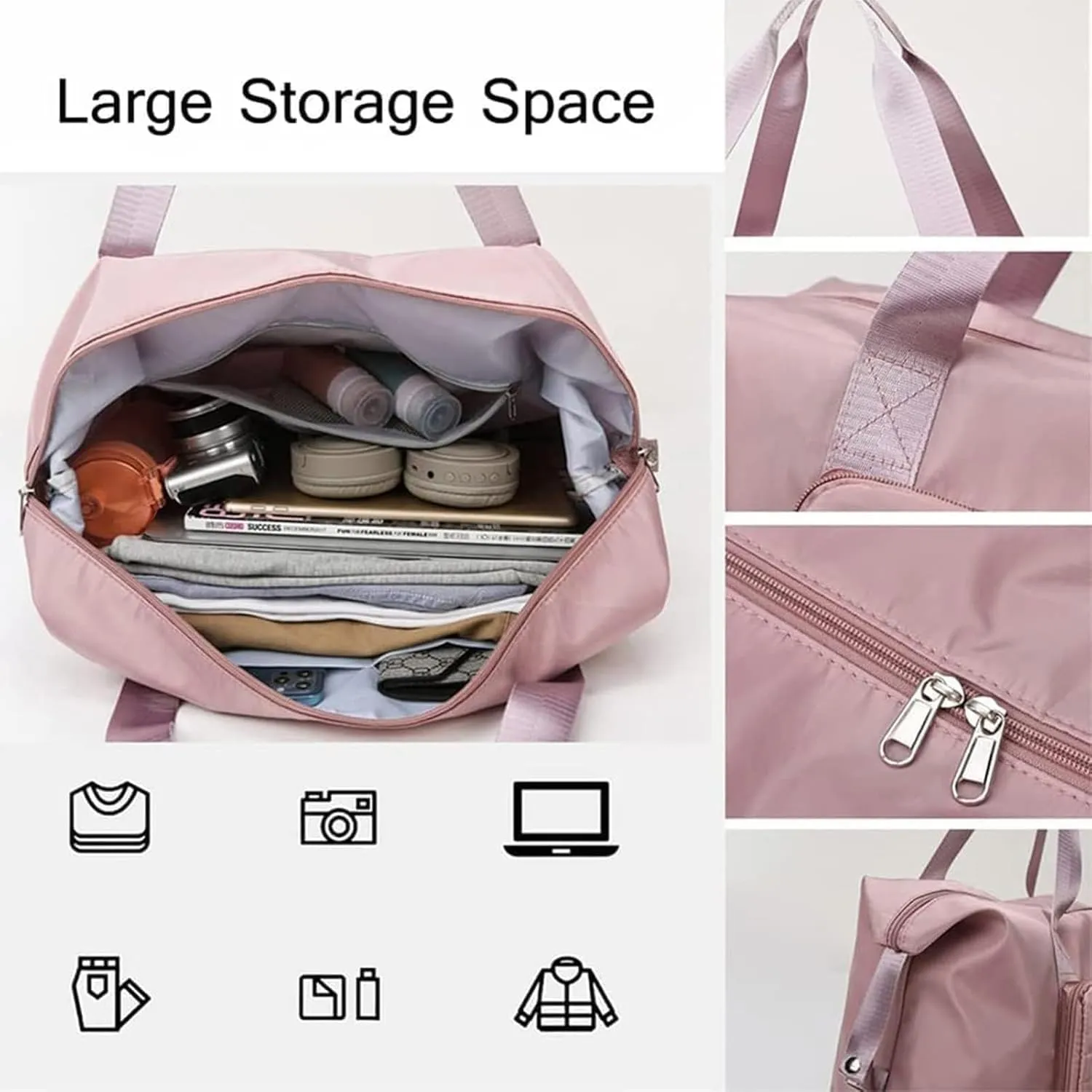 High-capacity Double-layer Wet Separation Travelling Bag, Foldable Travel Bag Expandable, Large Capacity Tote bag Women(Gris)