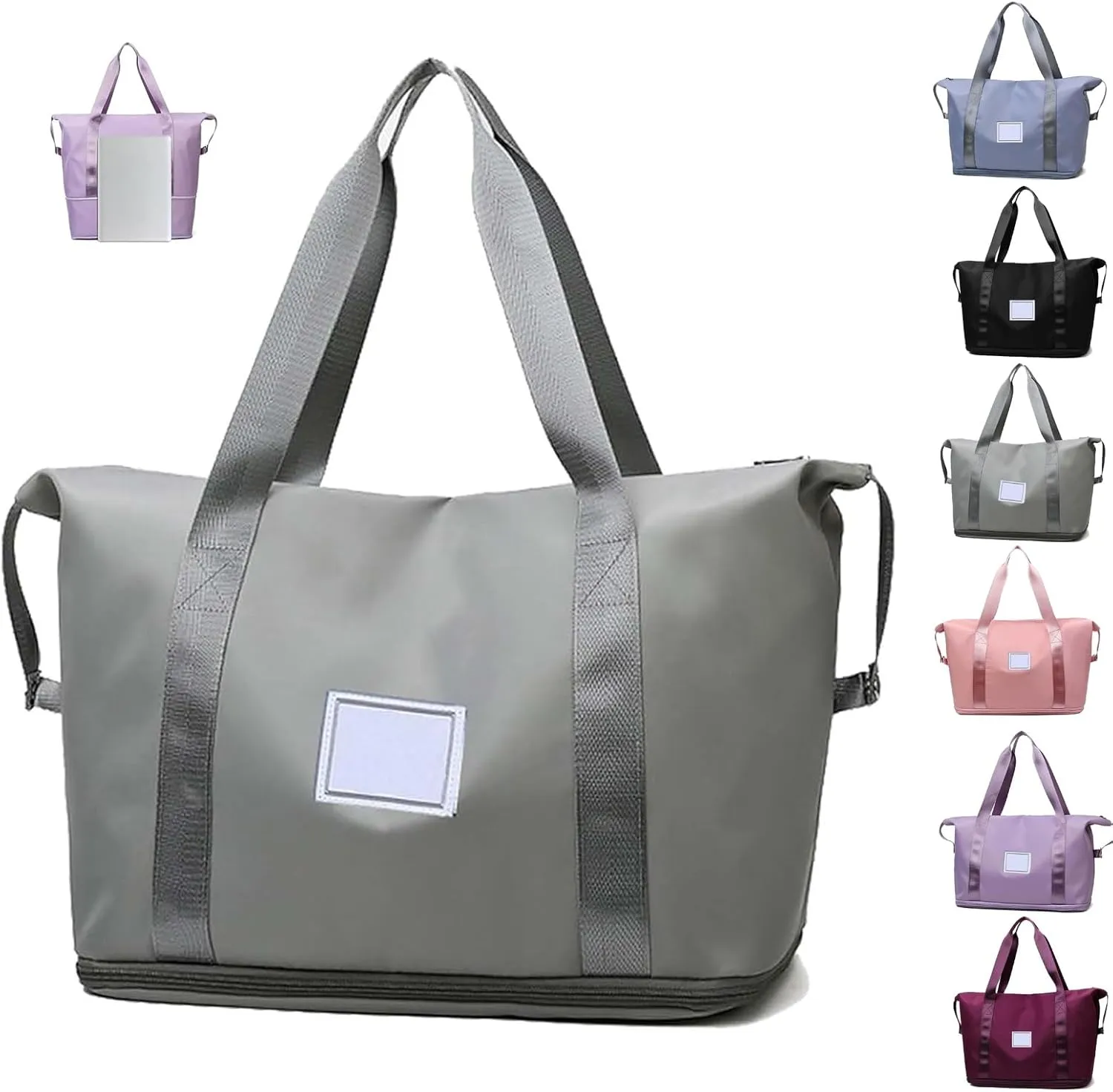 High-capacity Double-layer Wet Separation Travelling Bag, Foldable Travel Bag Expandable, Large Capacity Tote bag Women(Gris)