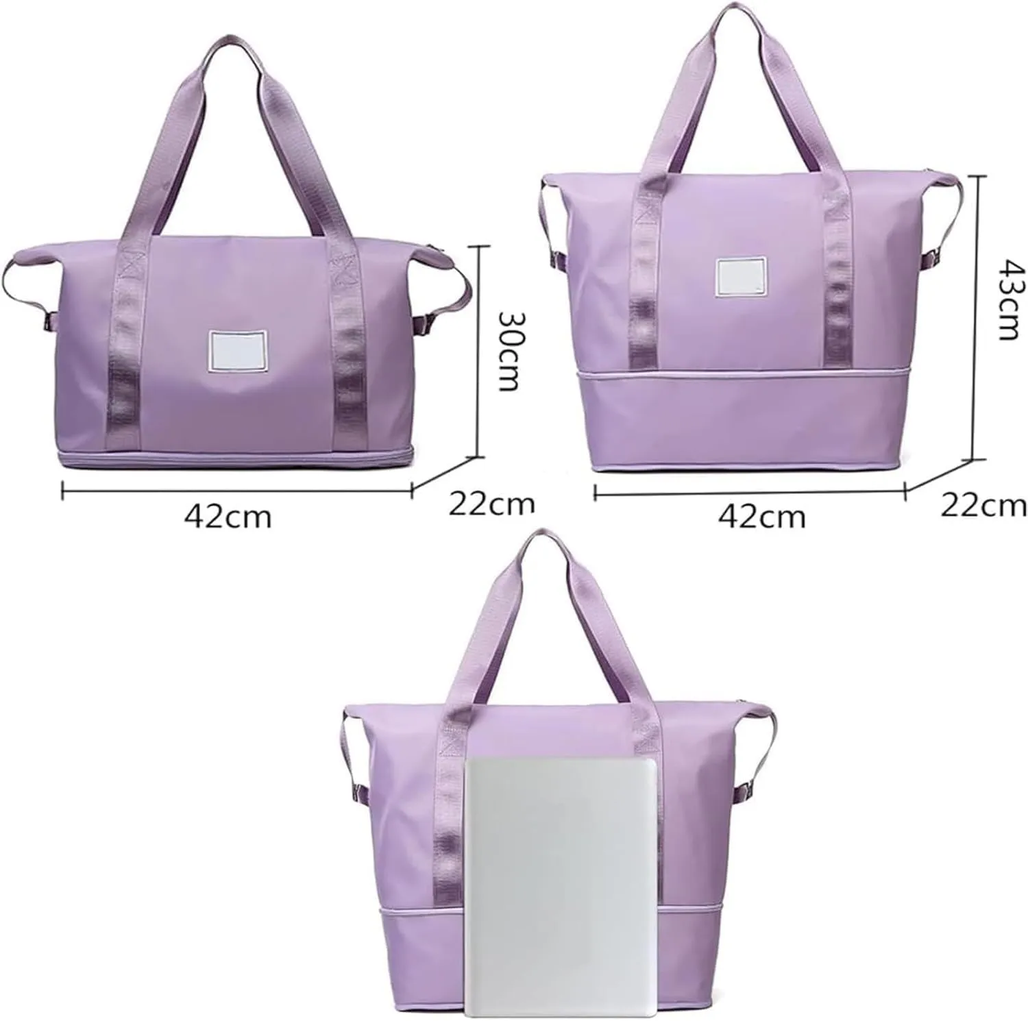 High-capacity Double-layer Wet Separation Travelling Bag, Foldable Travel Bag Expandable, Large Capacity Tote bag Women(Gris)