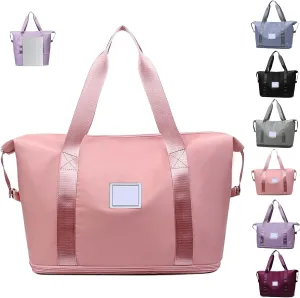High-capacity Double-layer Wet Separation Travelling Bag, Foldable Travel Bag Expandable, Large Capacity Tote bag Women(Pink)