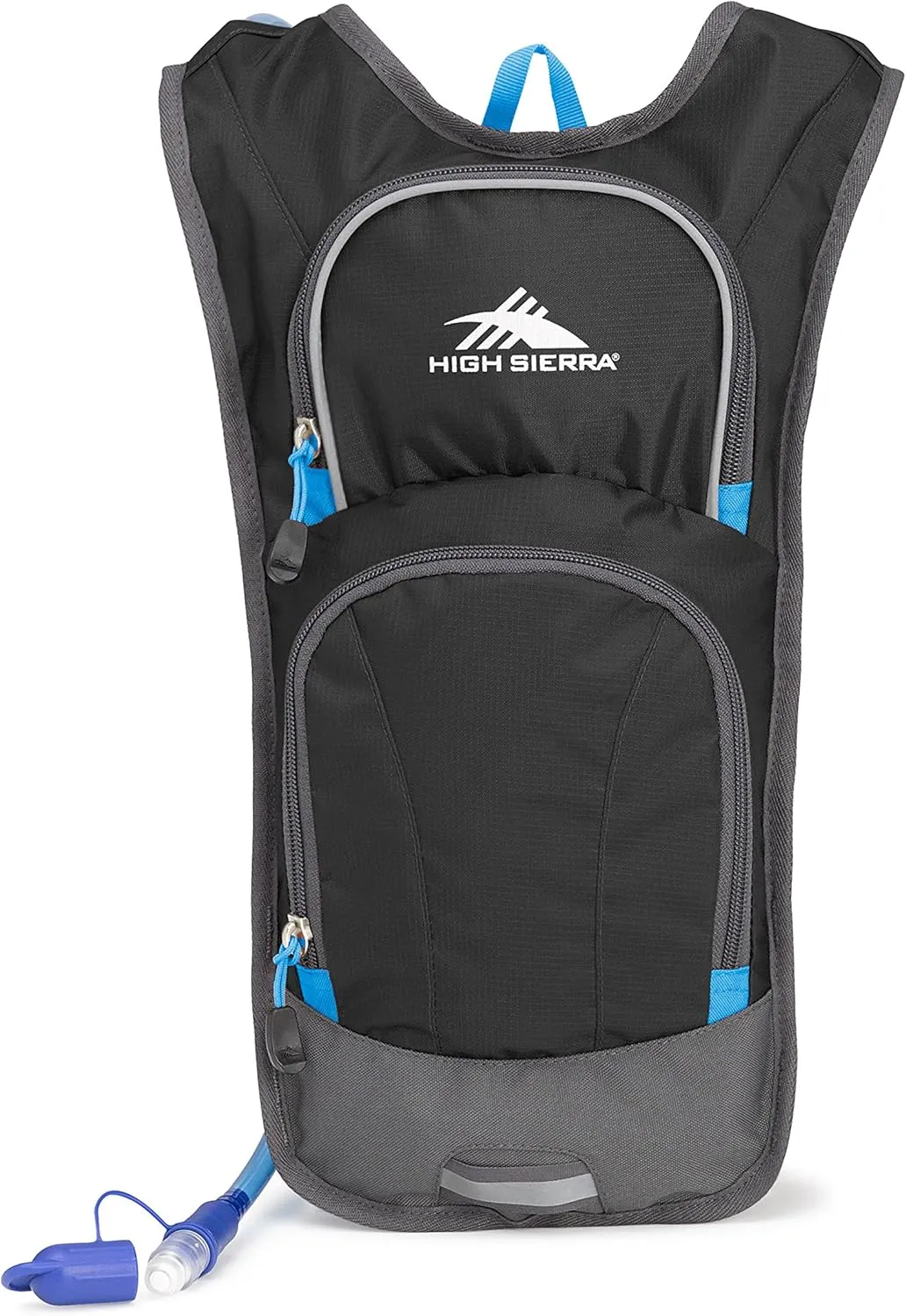 High Sierra HydraHike Hydration Backpack, Lightweight Running Backpack, Cycling, Hiking, for Men, Women & Kids, Black/Slate/Pool, 4L