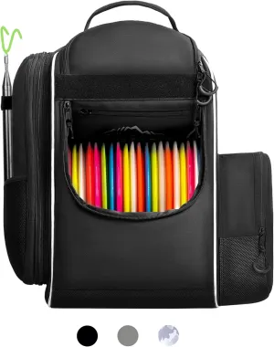Himal Outdoors Disc Golf Backpack Holds 30  Discs Large Capacity, Durable Disc Golf Bag with Insulated Cooler Side Pocket and Waterproof Bottom