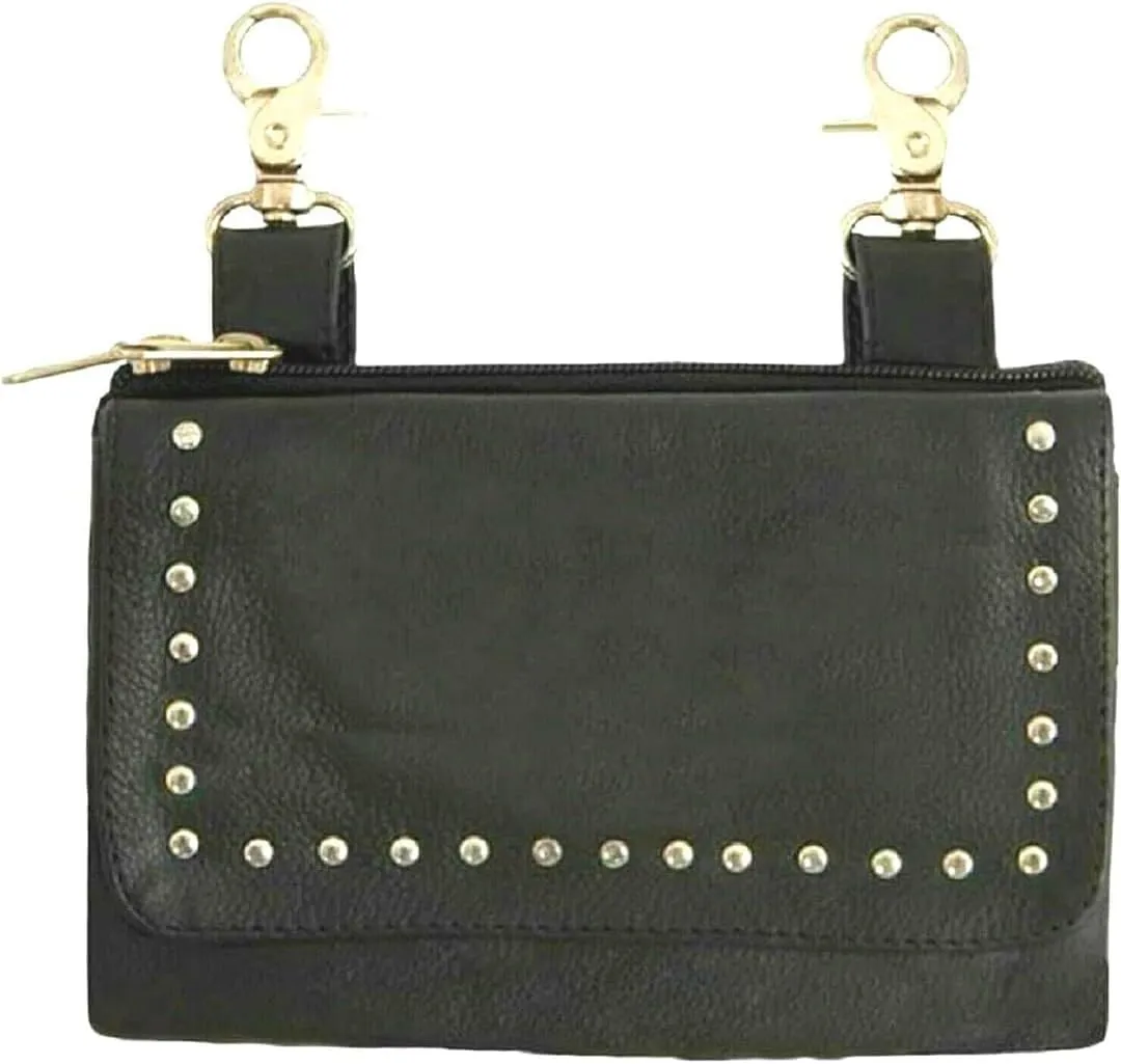 Hip Purse For Women Leather Clipon Purse for Biker Fanny Pack Waist Pack Motorcycle Leg Bag Leather Belt Pouch Crossbody Belt
