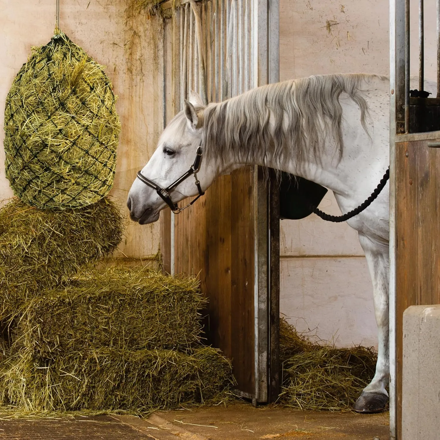HIRQUITICKE 3 Pack Hay Nets for Horses Slow Feed - Feeding Holes 2" - Horse Supplies Hay Bags Feeder Goats