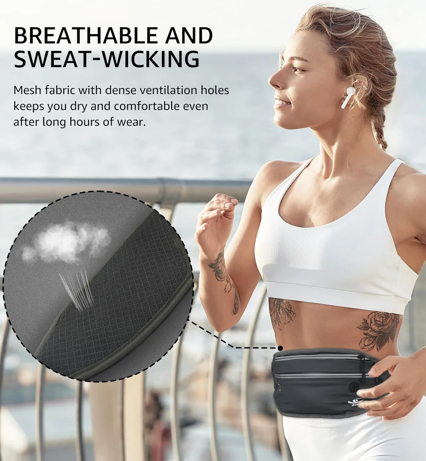 HiRui Slim Fanny Pack for Men Women, Adjustable Exercise Waist Pack Reflective Running Belt for Sports Workout Cycling Hiking, Casual Hands-Free Wallets Phone Bag Fits All Phones (Dark Gray)