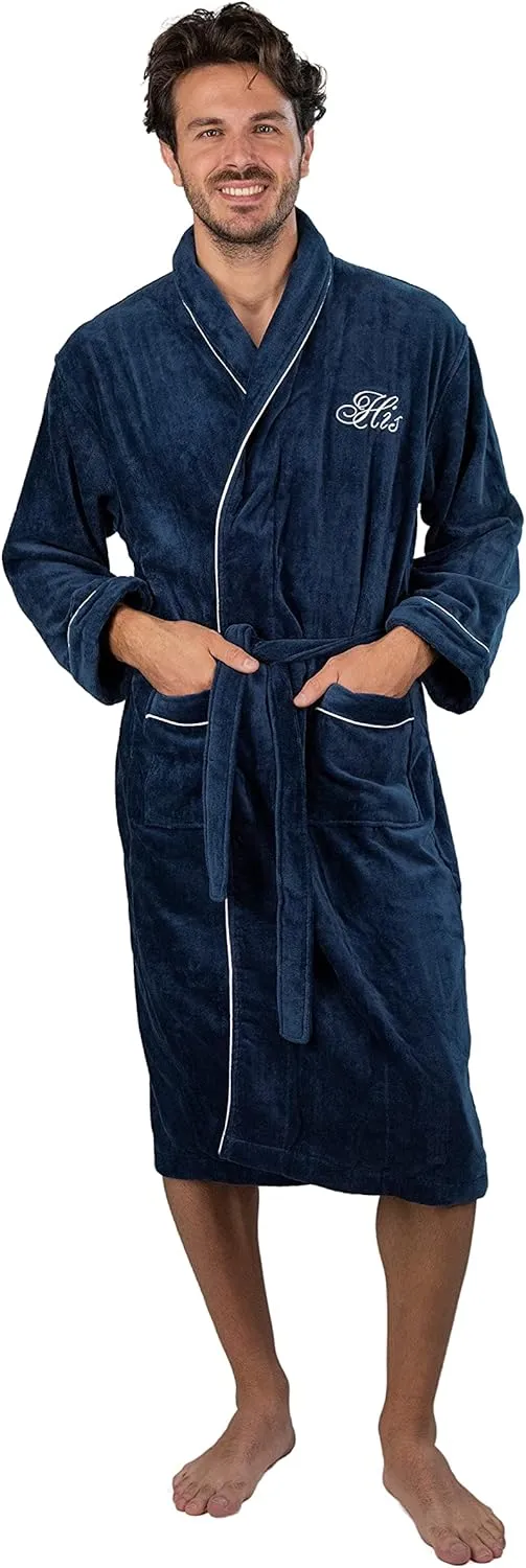 His and Hers Robes Gift Set | Set of 2 His and Her Velour Robes for Couples |Includes a Gift Box