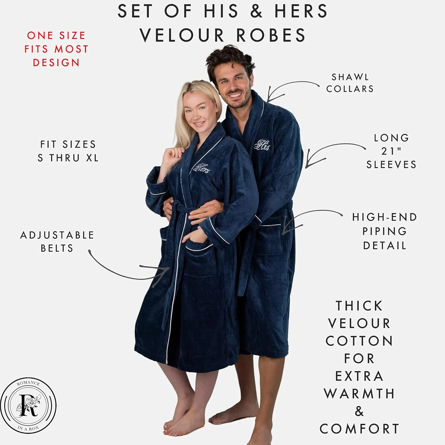 His and Hers Robes Gift Set | Set of 2 His and Her Velour Robes for Couples |Includes a Gift Box