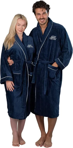 His and Hers Robes Gift Set | Set of 2 His and Her Velour Robes for Couples |Includes a Gift Box