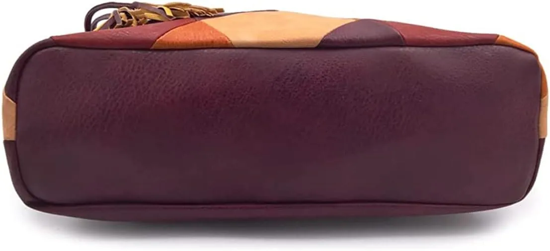 Hobo Bags for Women Patchwork Color Faux Leather Large Purses and Handbags Hobo Purse with Tassel