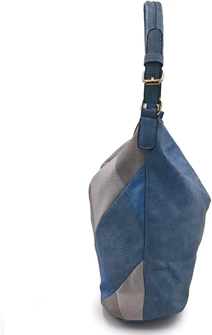 Hobo Bags for Women Patchwork Color Faux Leather Large Purses and Handbags Hobo Purse with Tassel