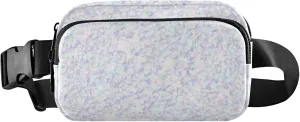 Holographic Foil Particles Texture Waterproof Womens Fanny Pack Hip Pouch Belt Bag Colorful Waist Purse for Women