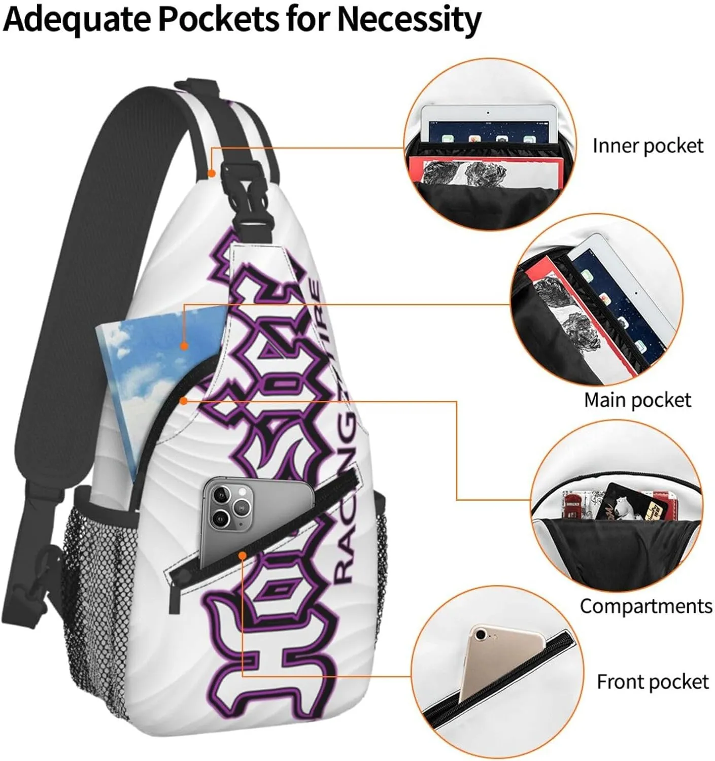 Hoosier Racing Tyre Small Crossbody Backpack Sling Bag For Men Women Mini One Shoulder Chest Bags Gym Sport Travel Hiking Daypack