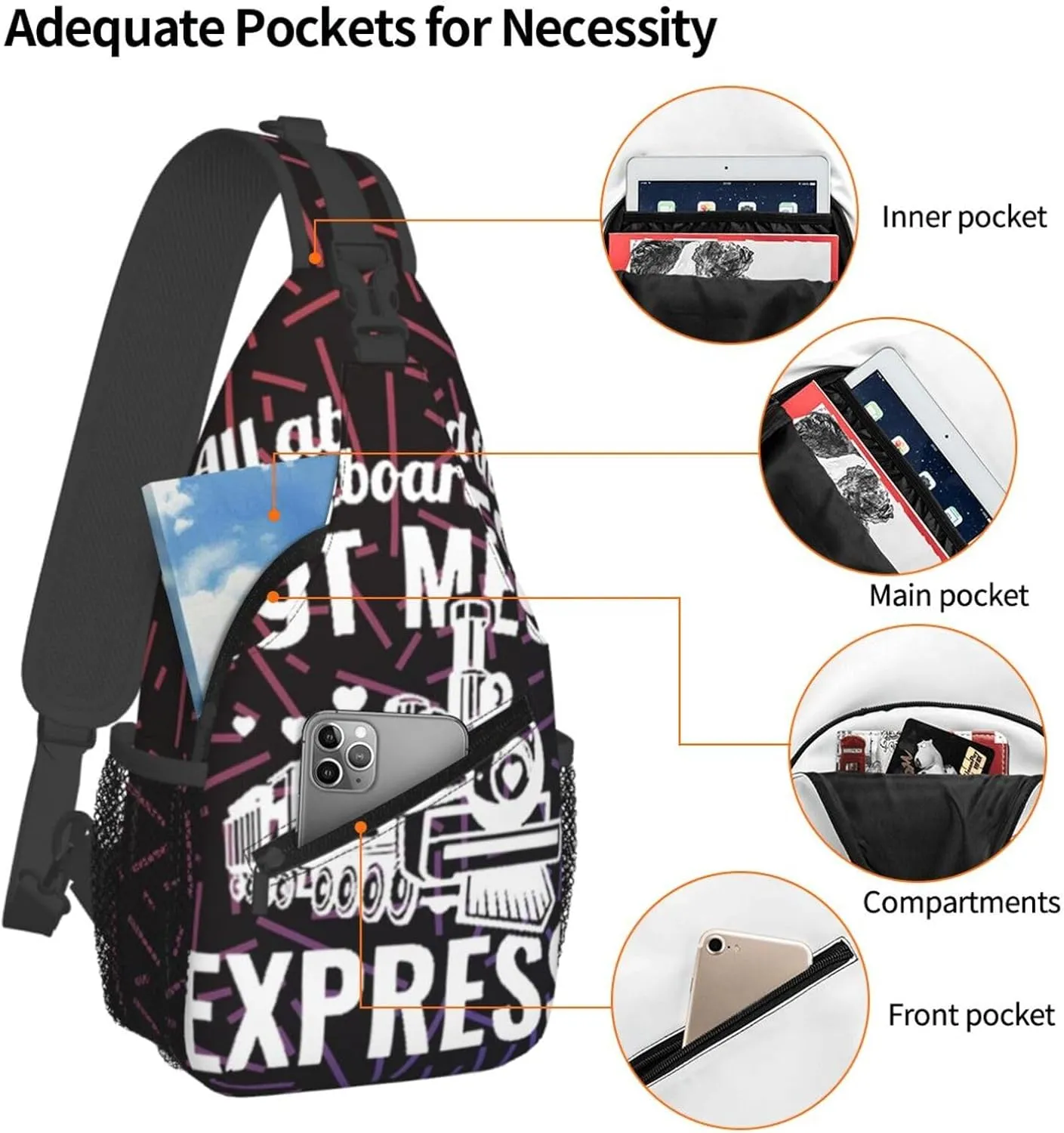 Hot Mess Express Crossbody Backpack For Men Women Sling Shoulder Dachshunds Dog Chest Bag Lightweight One Strap Multipurpose Travel Hiking Daypack