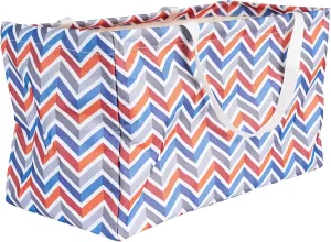 Household Essentials Krush Container All-Purpose Utility Tote, Water-Resistant Vinyl Lining, Chevron