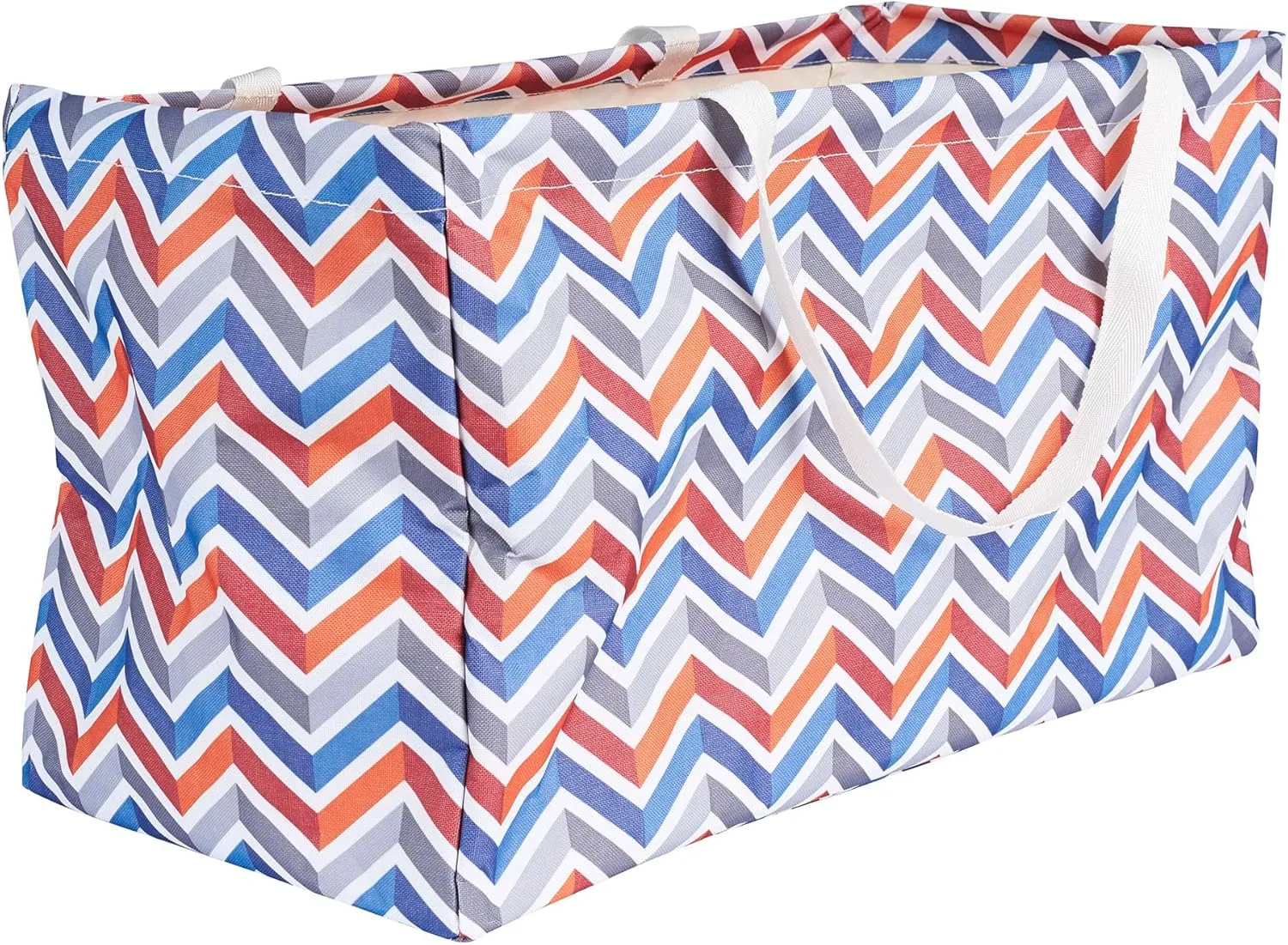 Household Essentials Krush Container All-Purpose Utility Tote, Water-Resistant Vinyl Lining, Chevron