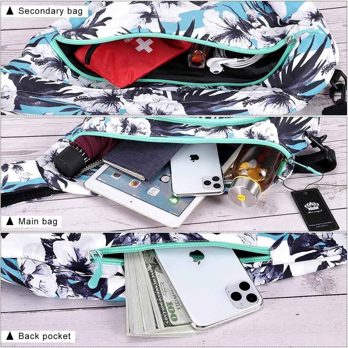 HUA ANGEL Crossbody Sling Bag for Men & Women Lightweight Waterproof Chest Shoulder Bag for Travel Hiking & Everyday Use