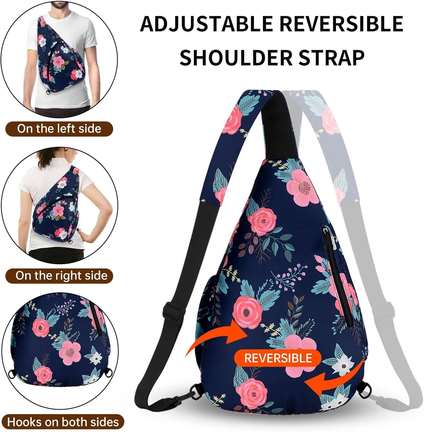 HUA ANGEL Crossbody Sling Bag for Men & Women Lightweight Waterproof Chest Shoulder Bag for Travel Hiking & Everyday Use