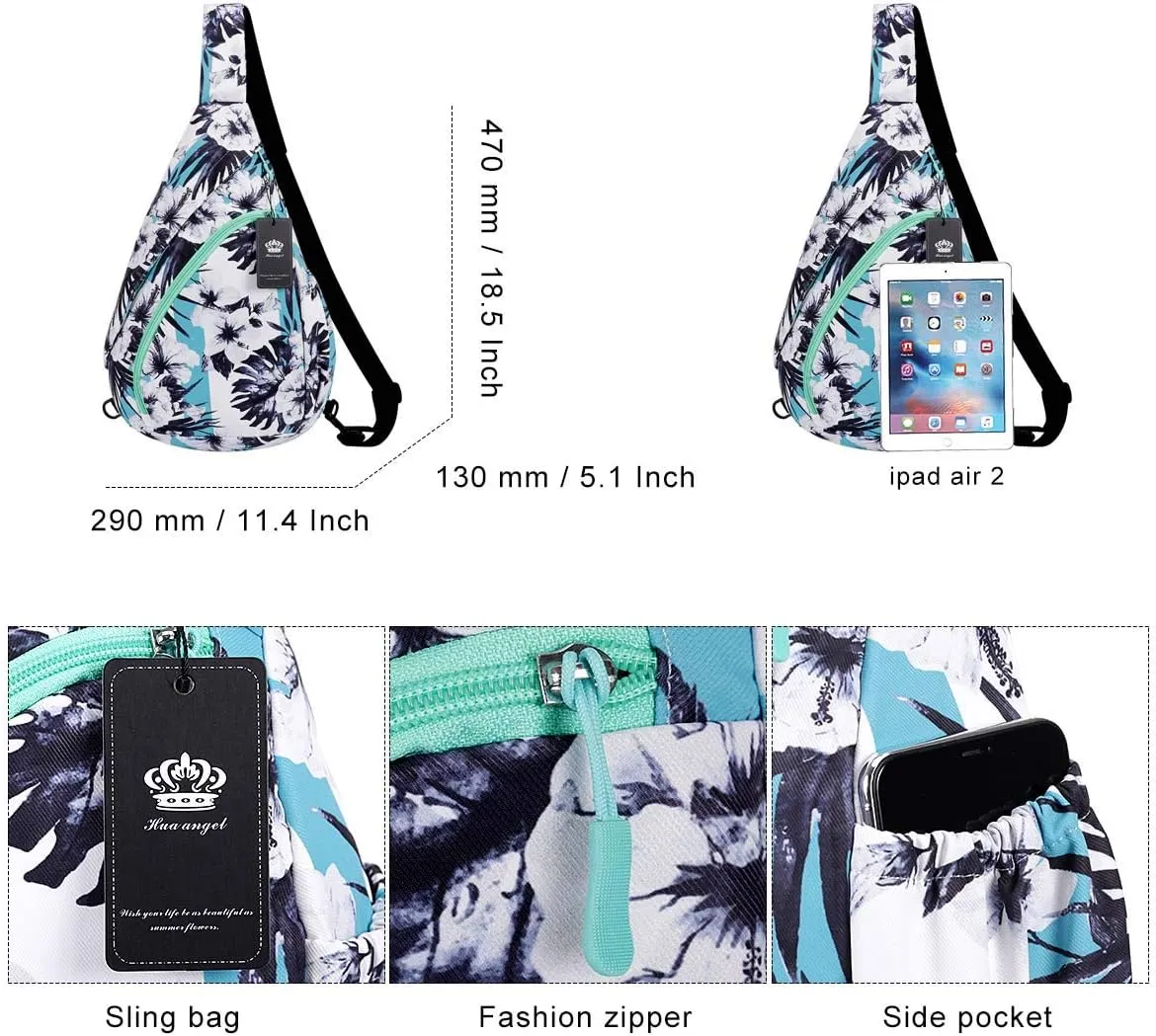 HUA ANGEL Crossbody Sling Bag for Men & Women Lightweight Waterproof Chest Shoulder Bag for Travel Hiking & Everyday Use