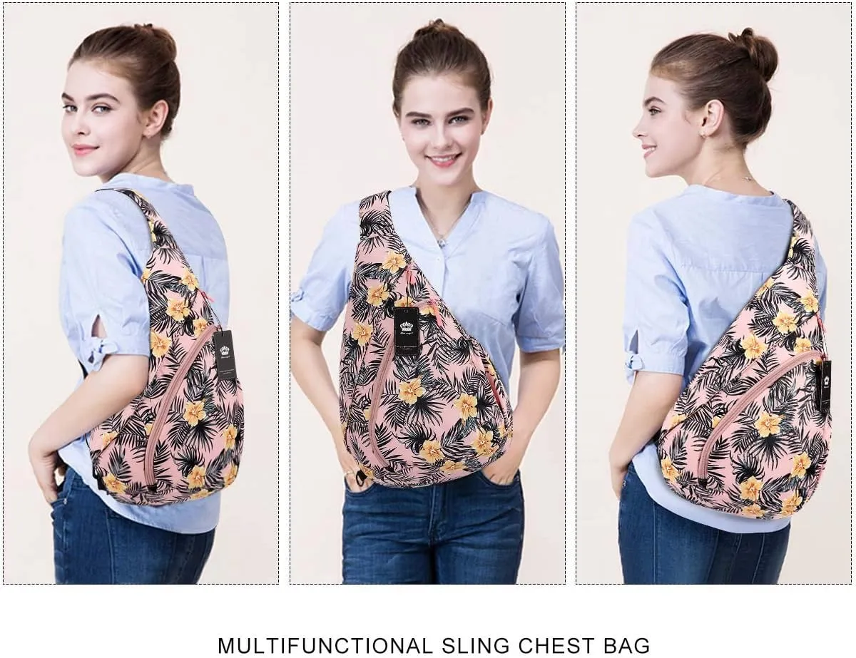 HUA ANGEL Crossbody Sling Bag for Men & Women Lightweight Waterproof Chest Shoulder Bag for Travel Hiking & Everyday Use