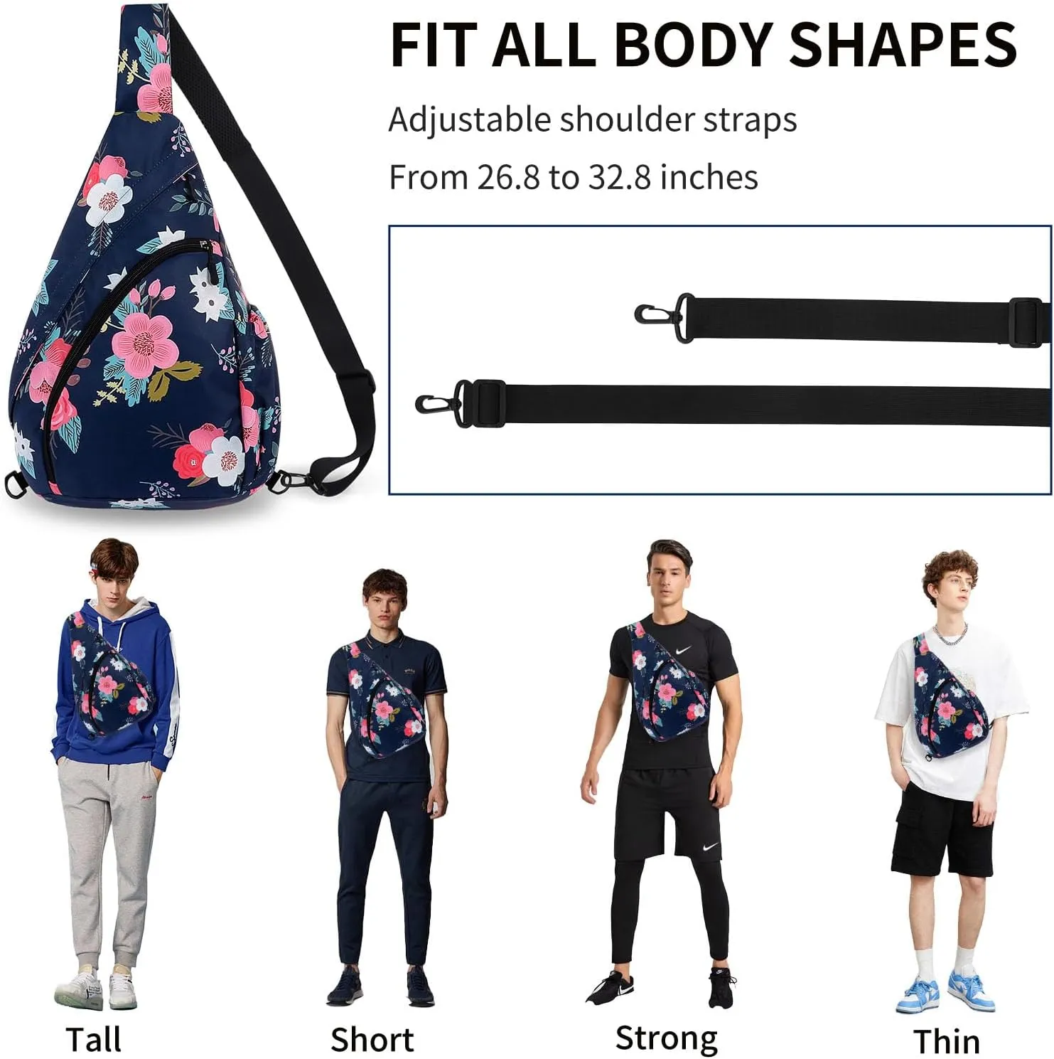 HUA ANGEL Crossbody Sling Bag for Men & Women Lightweight Waterproof Chest Shoulder Bag for Travel Hiking & Everyday Use