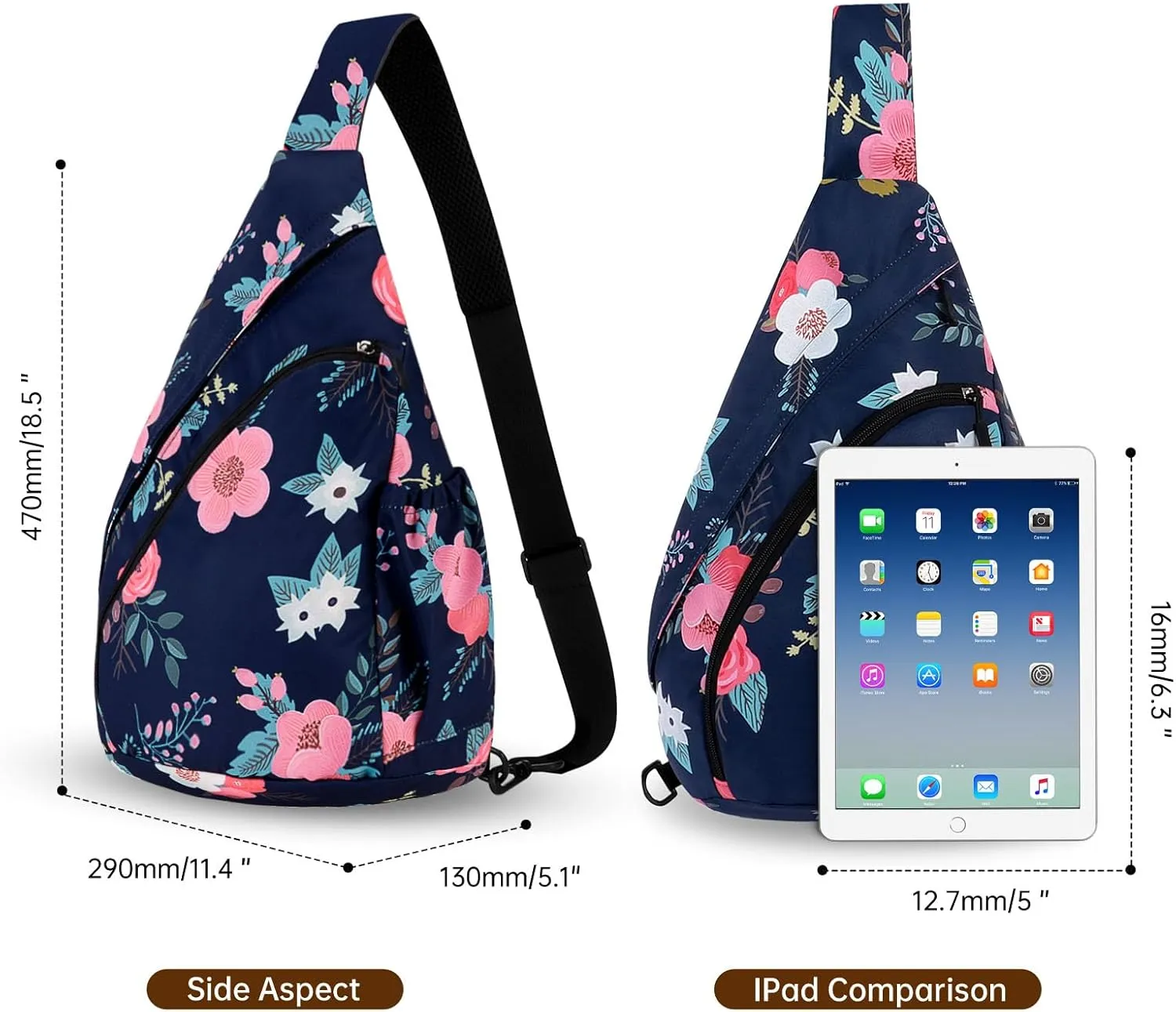 HUA ANGEL Crossbody Sling Bag for Men & Women Lightweight Waterproof Chest Shoulder Bag for Travel Hiking & Everyday Use
