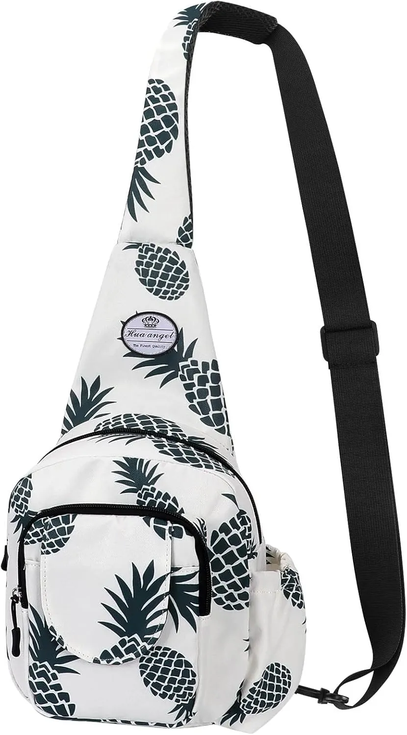 HUA ANGEL Floral Sling Bag, Small Lightweight Crossbody Shoulder Chest Bag for Men & Women Compact Travel Hiking Mini Daypack