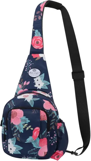 HUA ANGEL Floral Sling Bag, Small Lightweight Crossbody Shoulder Chest Bag for Men & Women Compact Travel Hiking Mini Daypack