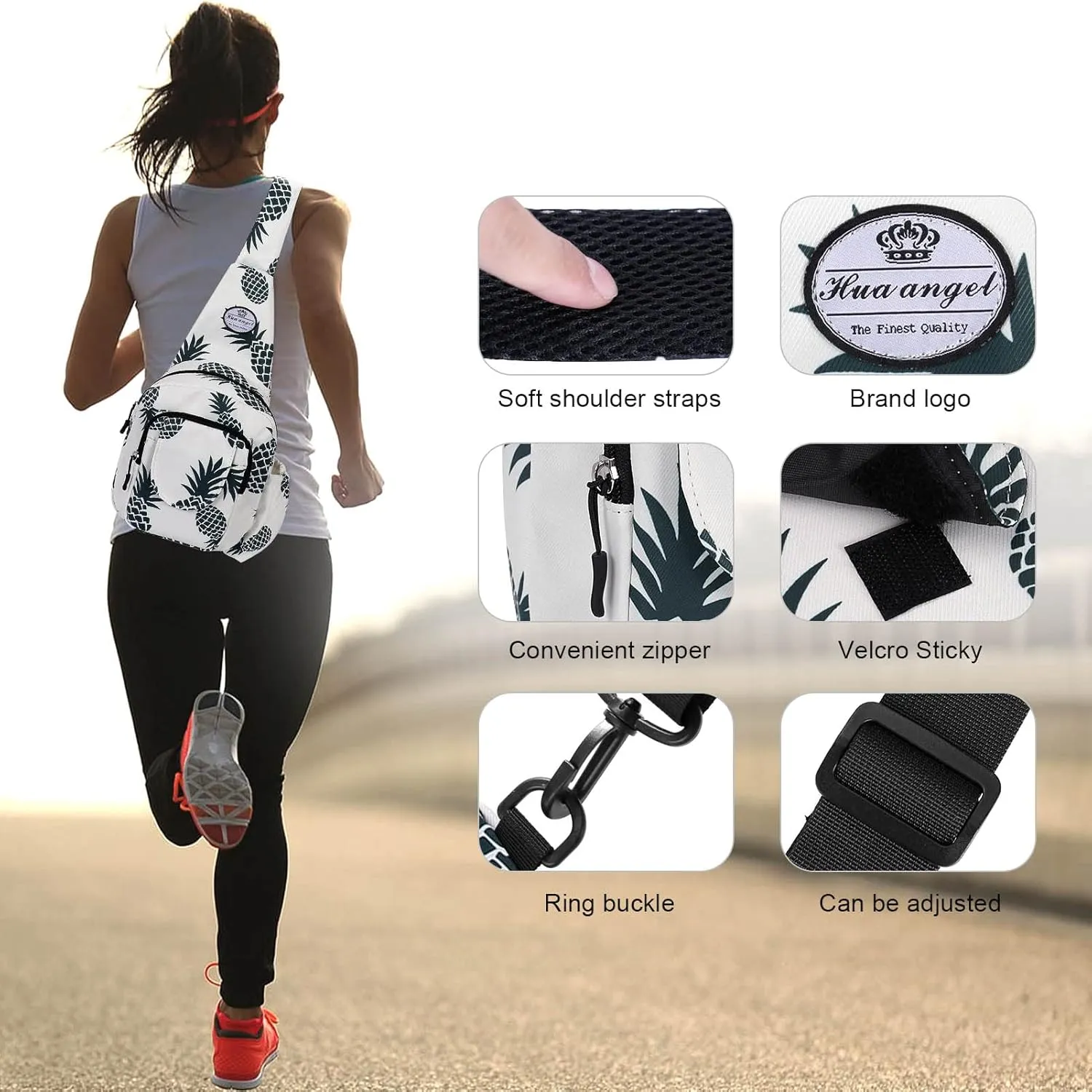 HUA ANGEL Floral Sling Bag, Small Lightweight Crossbody Shoulder Chest Bag for Men & Women Compact Travel Hiking Mini Daypack