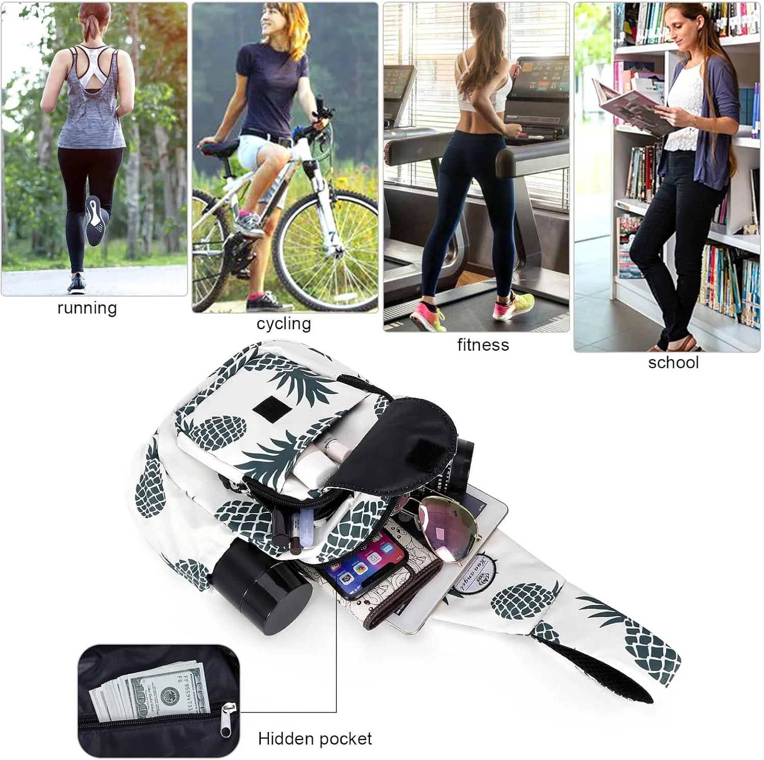 HUA ANGEL Floral Sling Bag, Small Lightweight Crossbody Shoulder Chest Bag for Men & Women Compact Travel Hiking Mini Daypack