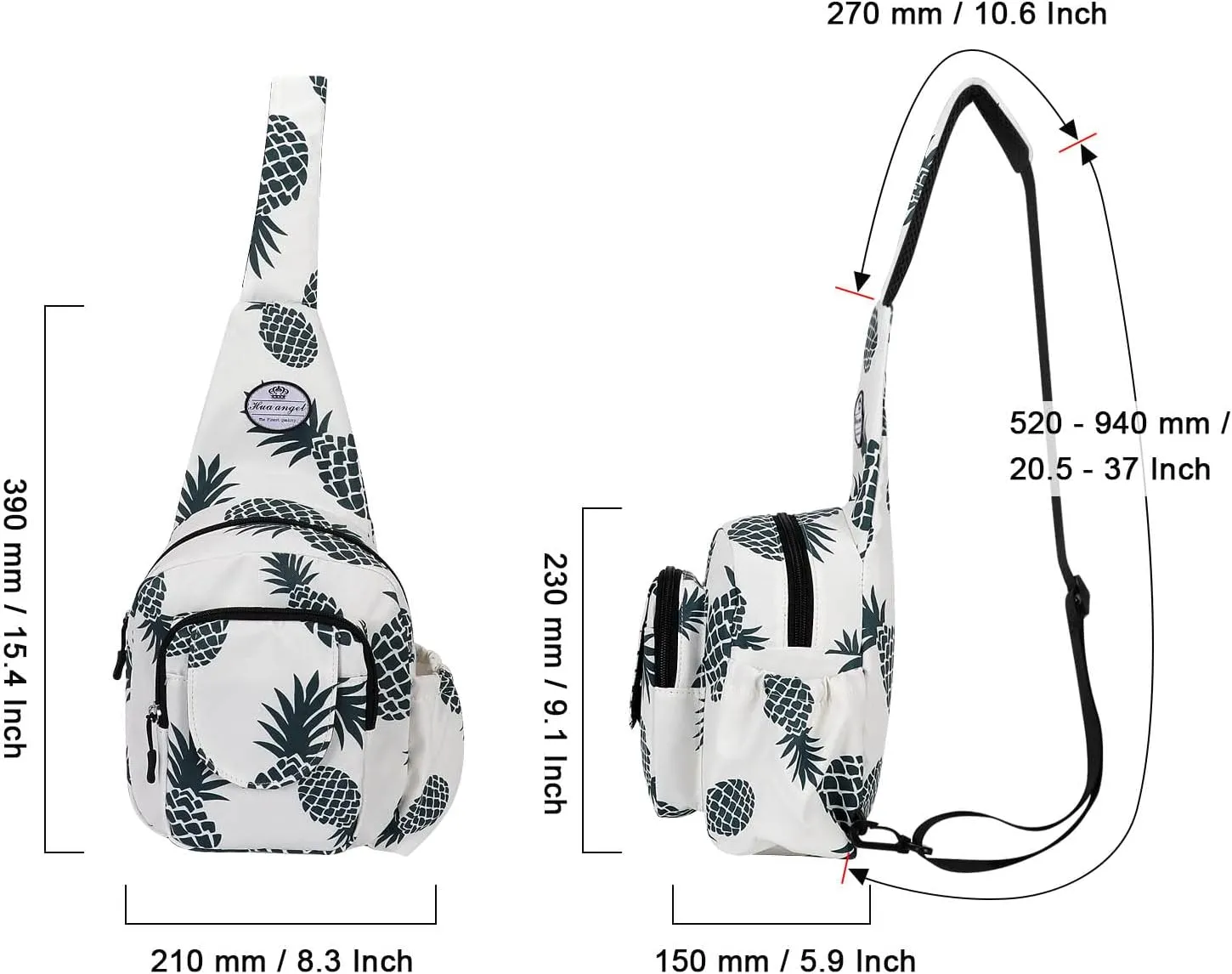 HUA ANGEL Floral Sling Bag, Small Lightweight Crossbody Shoulder Chest Bag for Men & Women Compact Travel Hiking Mini Daypack