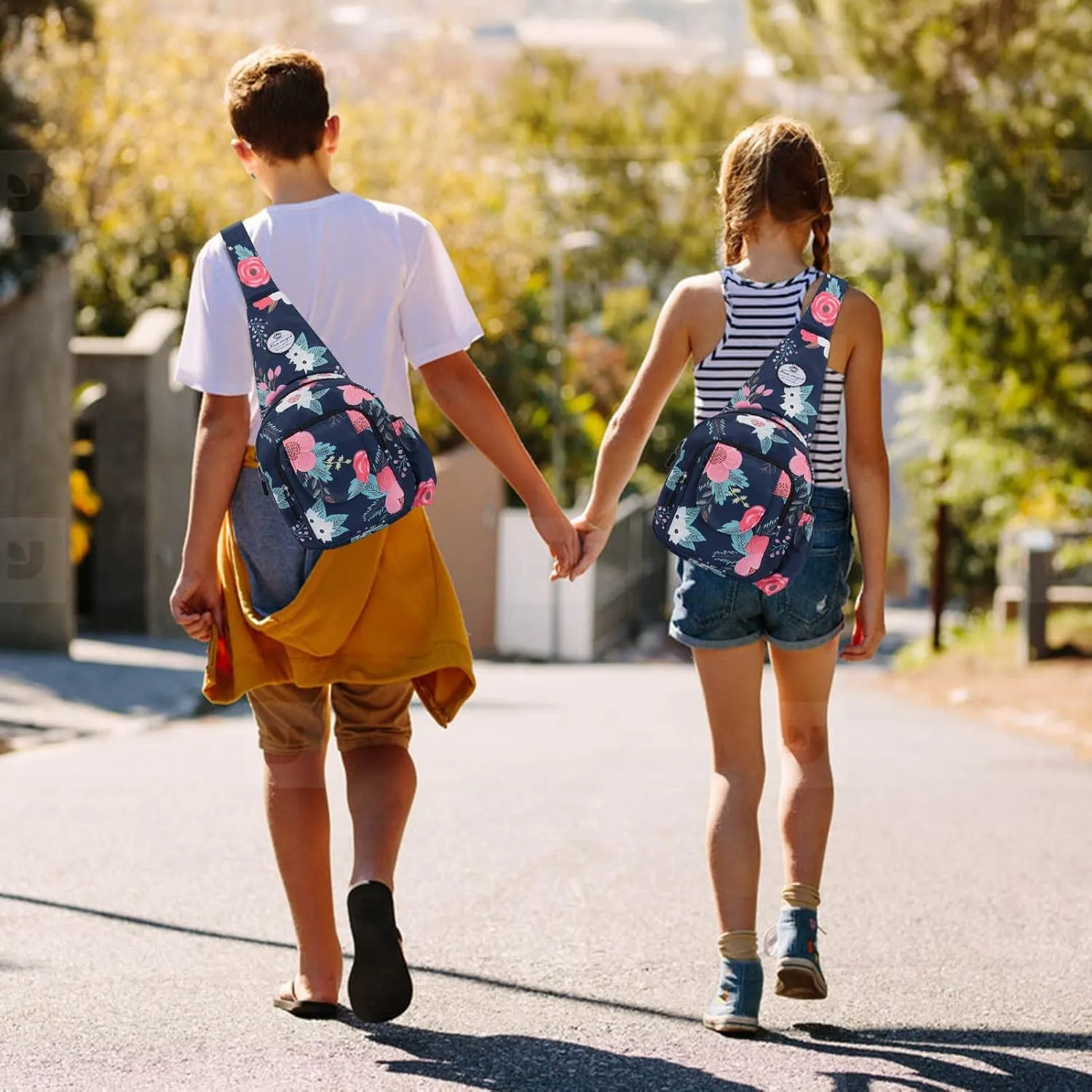 HUA ANGEL Floral Sling Bag, Small Lightweight Crossbody Shoulder Chest Bag for Men & Women Compact Travel Hiking Mini Daypack