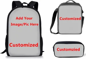 HUGS IDEA 3 Pcs School Bag Set with Thermal Insulated Lunch Tote Purse Pencil Case