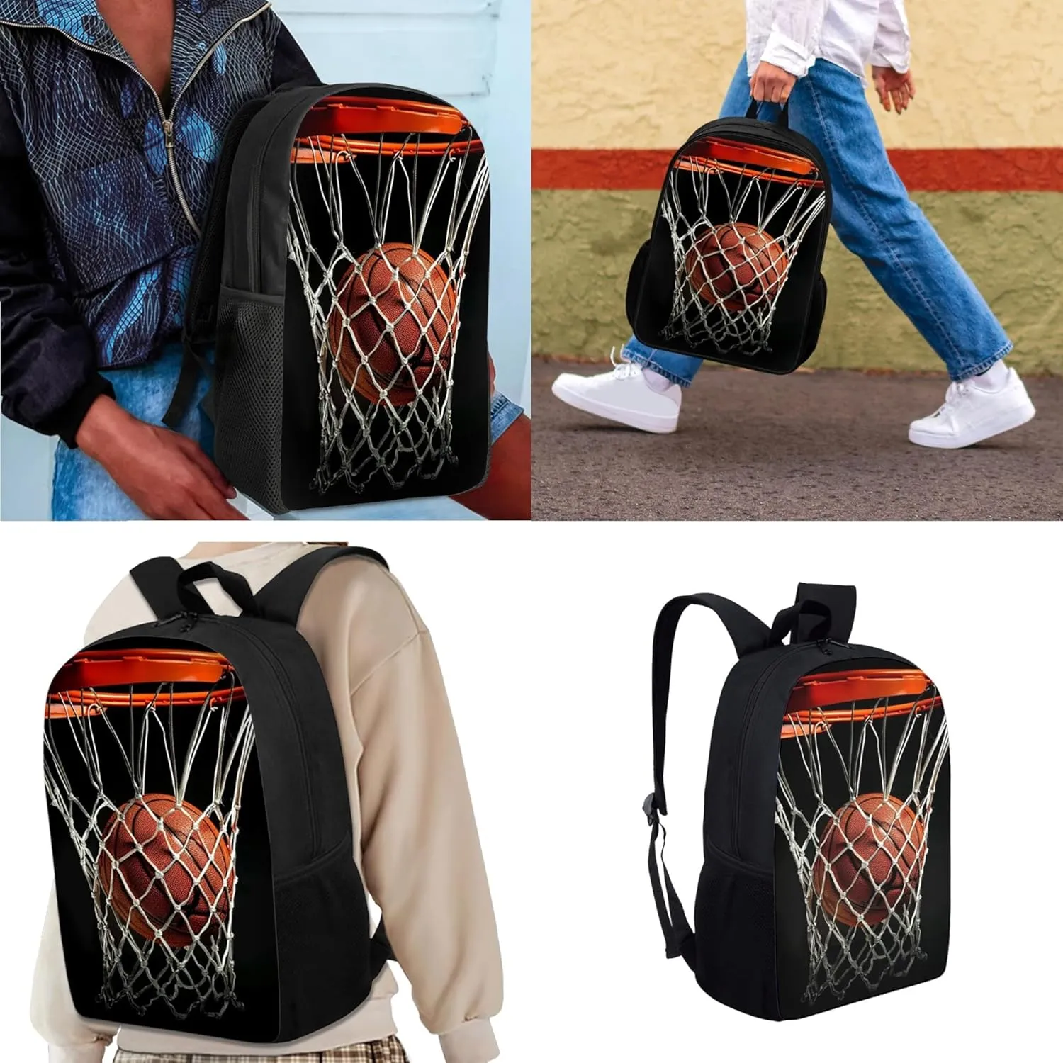 HUGS IDEA 3 Pcs School Bag Set with Thermal Insulated Lunch Tote Purse Pencil Case