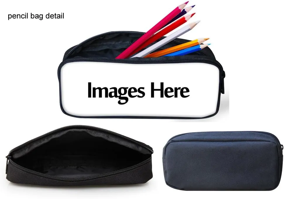 HUGS IDEA 3 Pcs School Bag Set with Thermal Insulated Lunch Tote Purse Pencil Case