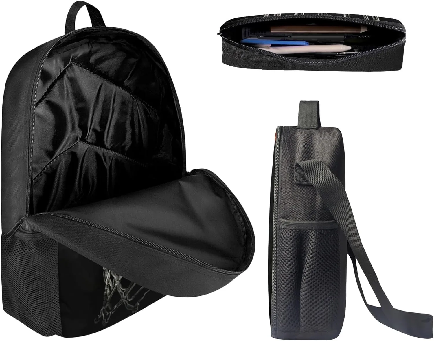 HUGS IDEA 3 Pcs School Bag Set with Thermal Insulated Lunch Tote Purse Pencil Case