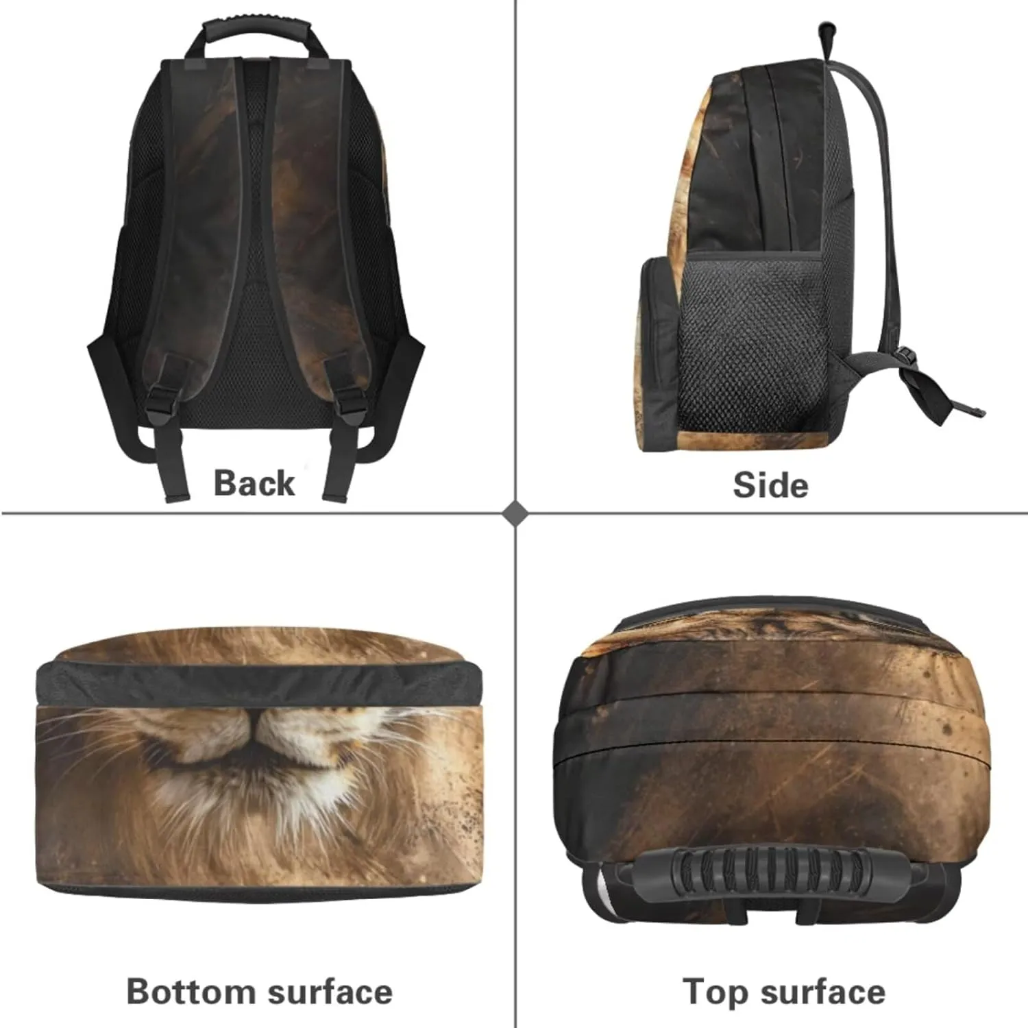 HUGS IDEA 3D Lion Backpack for Boys Age 8-12 Cool Backpacks and Luncbox for Kids School Bags for Boys Lightweight Book Bags for Kids Travel 17 Inch Schoolbag for Elementary School
