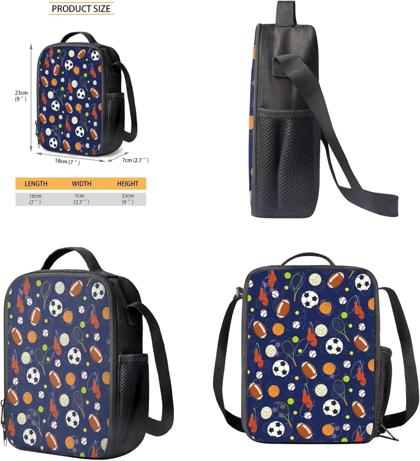 HUGS IDEA Ball Print Kids Backpack for School Cute Kindergarten Bookbag with Lunchbox Toddler Backpacks for Boys 4-6 Lightweight 15 Inch School Bag for Boys Multifunctional Preschool Bookbags