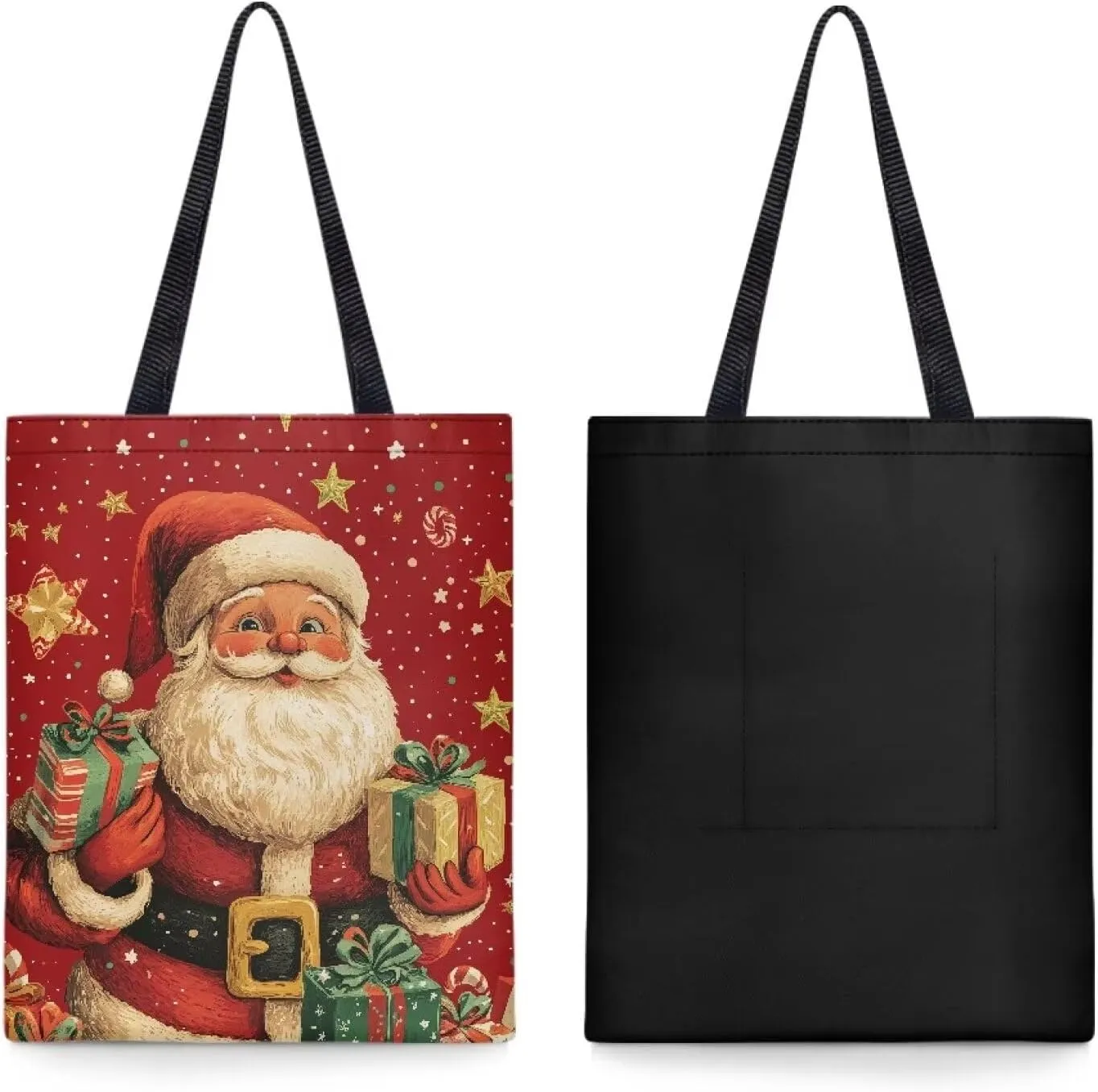 HUGS IDEA Piano Music Notes Linen Tote Bag Fashion Shoulder Bag for Women Girl