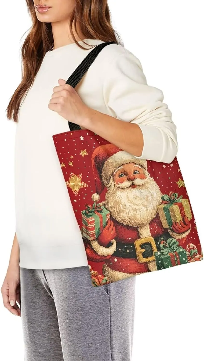 HUGS IDEA Piano Music Notes Linen Tote Bag Fashion Shoulder Bag for Women Girl