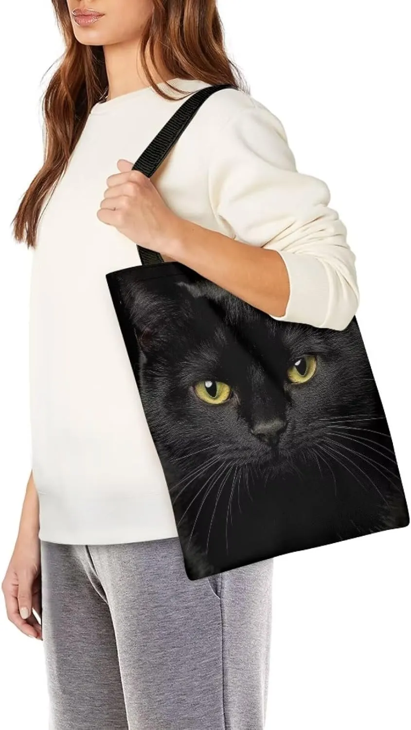 HUGS IDEA Piano Music Notes Linen Tote Bag Fashion Shoulder Bag for Women Girl