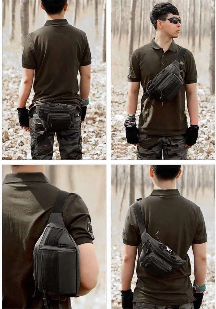 Huntvp Military Fanny Pack Tactical Waist Bag Pack Water-resistant Hip Belt Bag Pouch for Hiking Climbing Bumbag