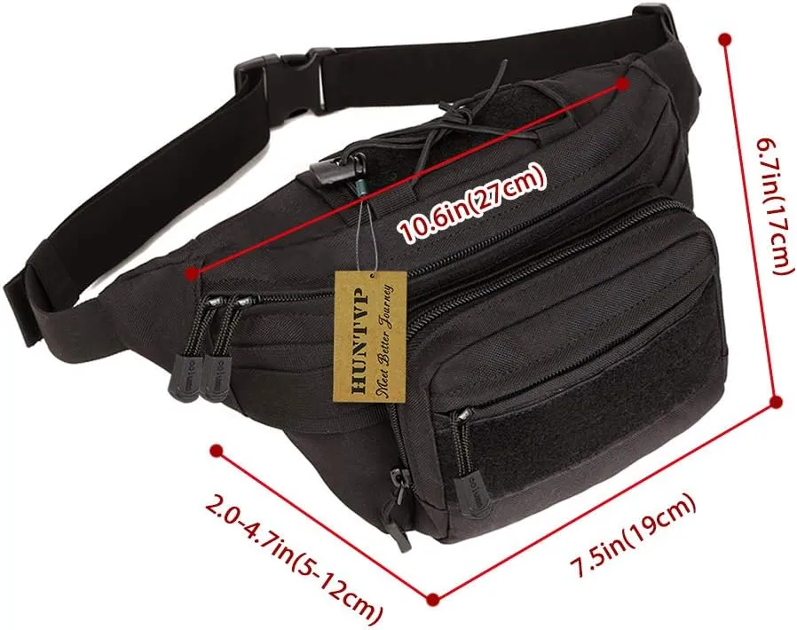 Huntvp Military Fanny Pack Tactical Waist Bag Pack Water-resistant Hip Belt Bag Pouch for Hiking Climbing Bumbag