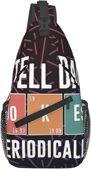 I Tell Dad Jokes Periodically Small Crossbody Backpack Sling Bag For Men Women Mini One Shoulder Chest Bags Gym Sport Travel Hiking Daypack