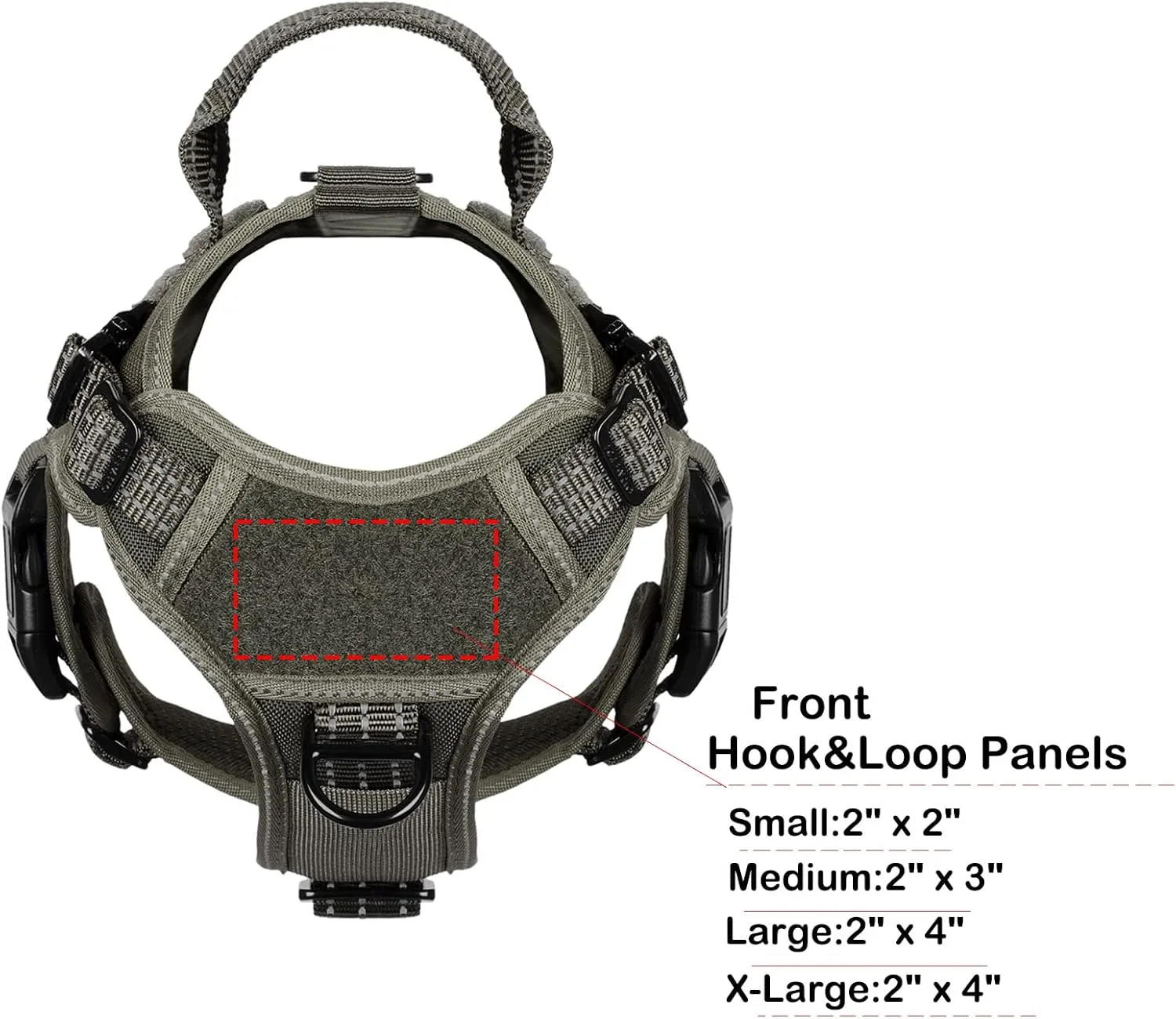 ICEFANG GN1 Reflective Tactical Dog Harness Small Sized, MOLLE K9 Dog Vest with 2X Metal Buckles,Adjustable Pet Harness, No Pulling Front Leash Clip (Small (Pack of 1), Green)
