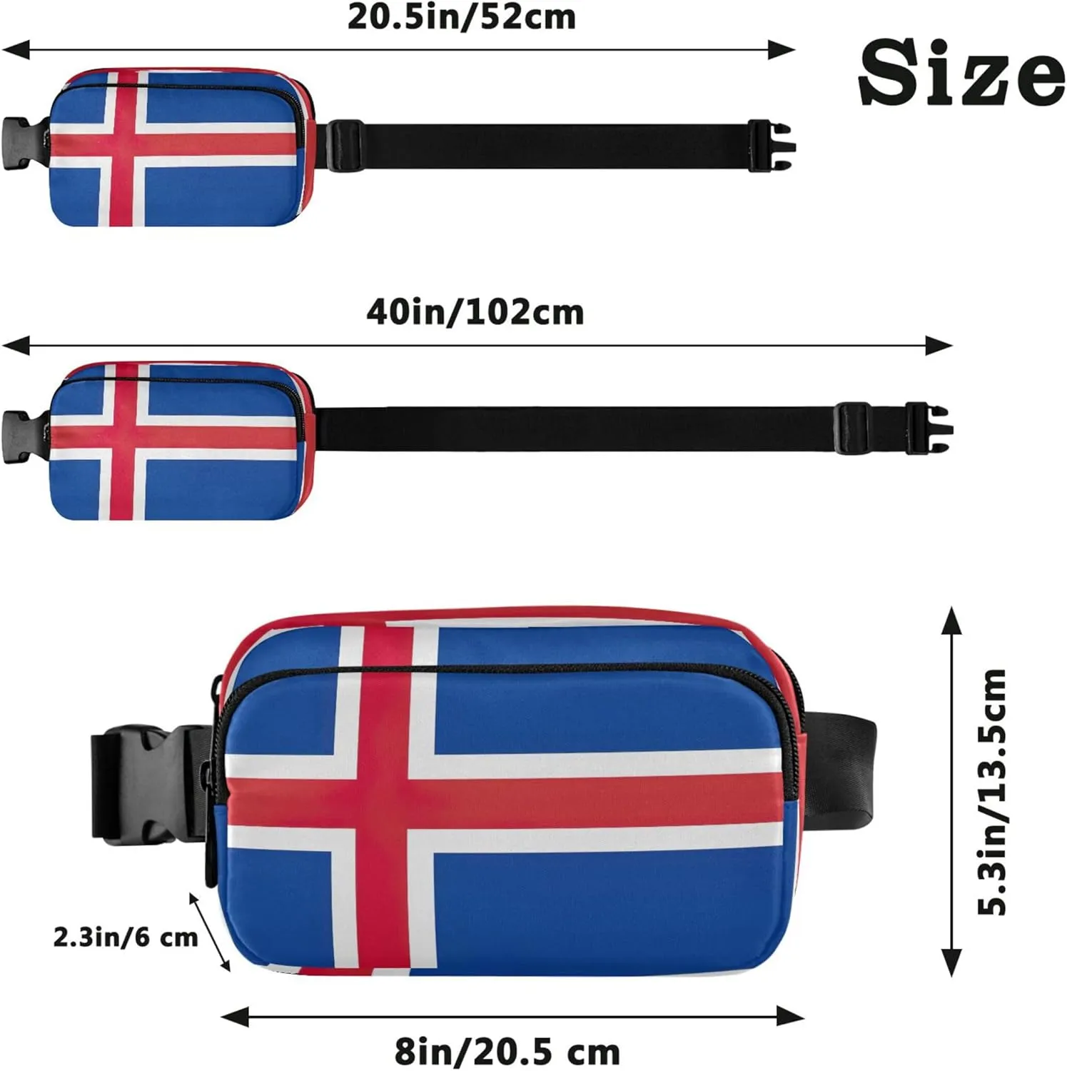 Iceland Flag Women Fanny Packs Belt Bag Hip Pack Waterproof Flower Cross Body Waist Purse