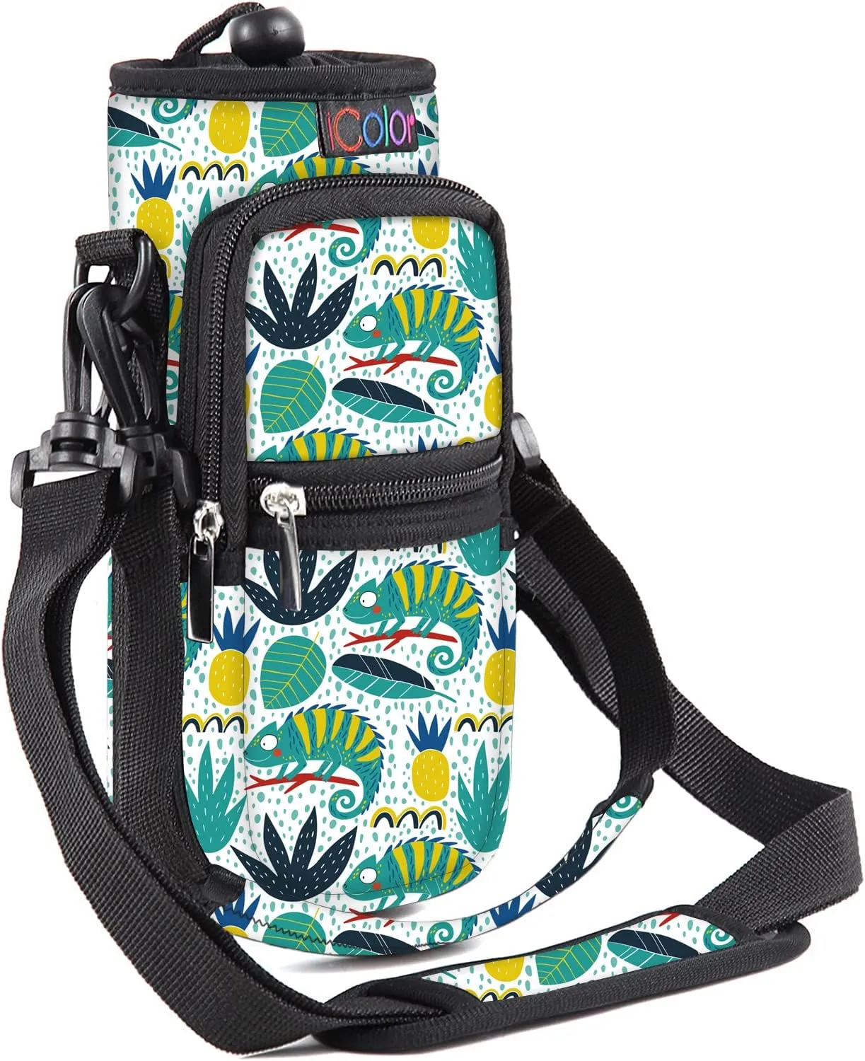 icolor Water Bottle Carrier Bag with Strap 25/32/40/64oz Crossbody Water Bottle Holder with Phone Pocket Sling Sleeve Insulated Neoprene Water Bottle Pouch for Walking Hiking Travelling