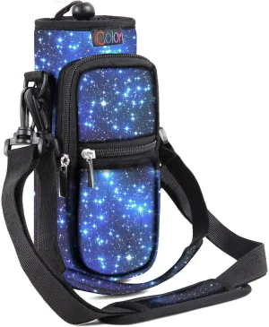 icolor Water Bottle Carrier Bag with Strap 25/32/40/64oz Crossbody Water Bottle Holder with Phone Pocket Sling Sleeve Insulated Neoprene Water Bottle Pouch for Walking Hiking Travelling
