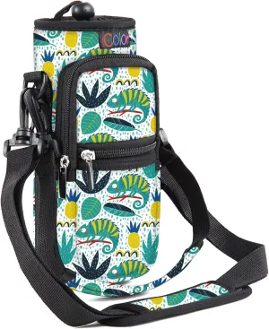 icolor Water Bottle Carrier Bag with Strap 25/32/40/64oz Crossbody Water Bottle Holder with Phone Pocket Sling Sleeve Insulated Neoprene Water Bottle Pouch for Walking Hiking Travelling