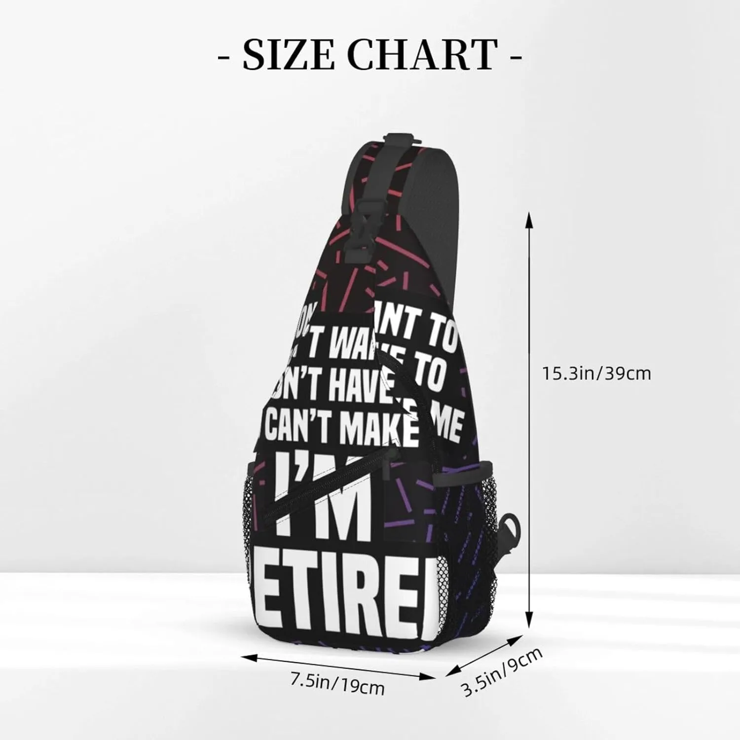I'M Retired Funny Retirement Small Crossbody Backpack Sling Bag For Men Women Mini One Shoulder Chest Bags Gym Sport Travel Hiking Daypack